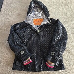 Obermeyer Women's Black Ski Snowboard Jacket Coat Textured Hooded Sz M